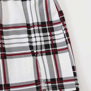 Solid Crop Cami Top & Split Hem Plaid Skirt Set